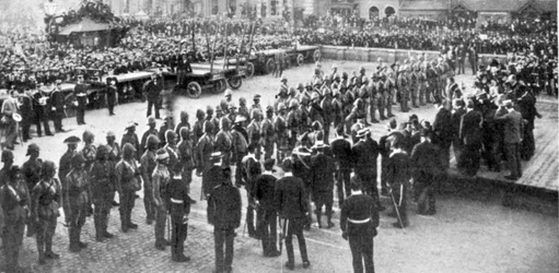 Ordføreren i Lincoln taler til Lincoln Volunteers, illustrasjon fra The King, 25. mai 1901